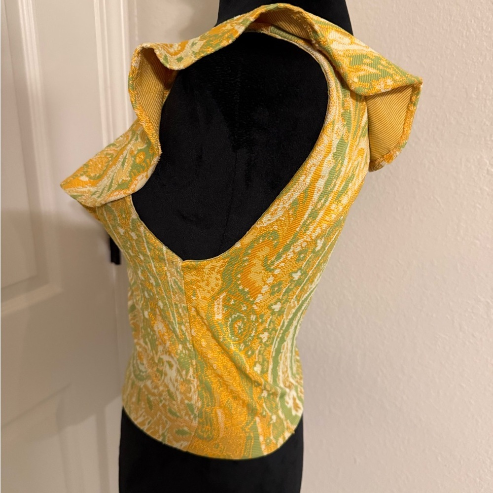 Zara Yellow and Green Paisley Blouse - Picture 2 of 4